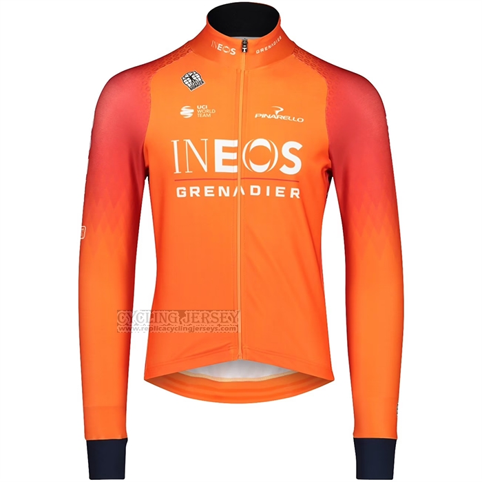 2022 Cycling Jersey Ineos Grenadiers Orange Long Sleeve and Bib Short